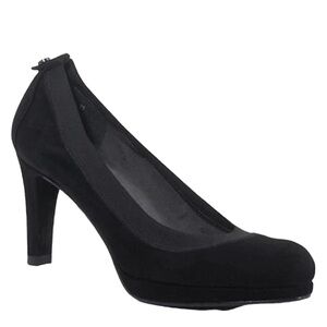 Stuart Weitzman Black Forsure Suede Slip-on Pump Heel Shoe Elastic Trim